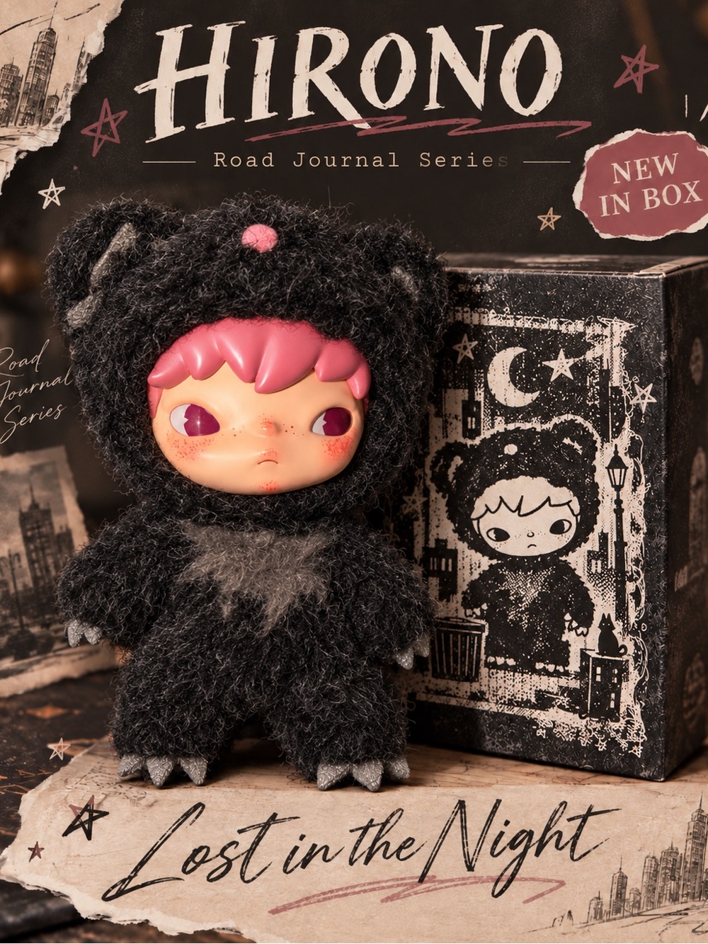 **POP MART Hirono Road Journal Series Plush Doll — Lost in the Night 🖤🌙**